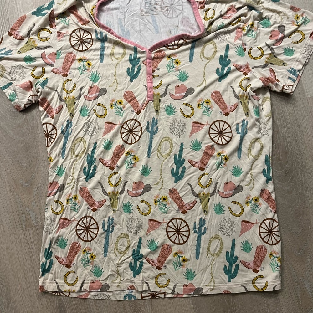 Little Sleepies Cow Girl Pajama Top XL